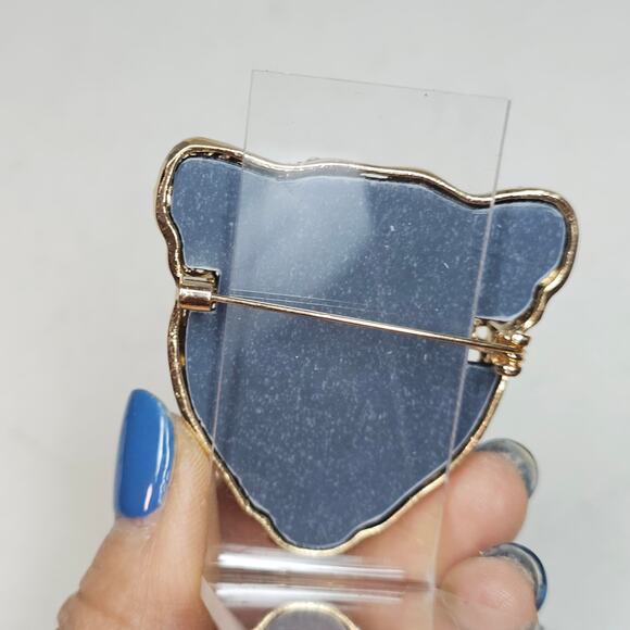 Crystal Tiger Head New! Gold/black rhinestones‎ Brouch. Bling. Mob wife. … - Picture 5 of 13